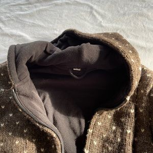 Wool knit fleece lined inside Nepal jacket. Size L